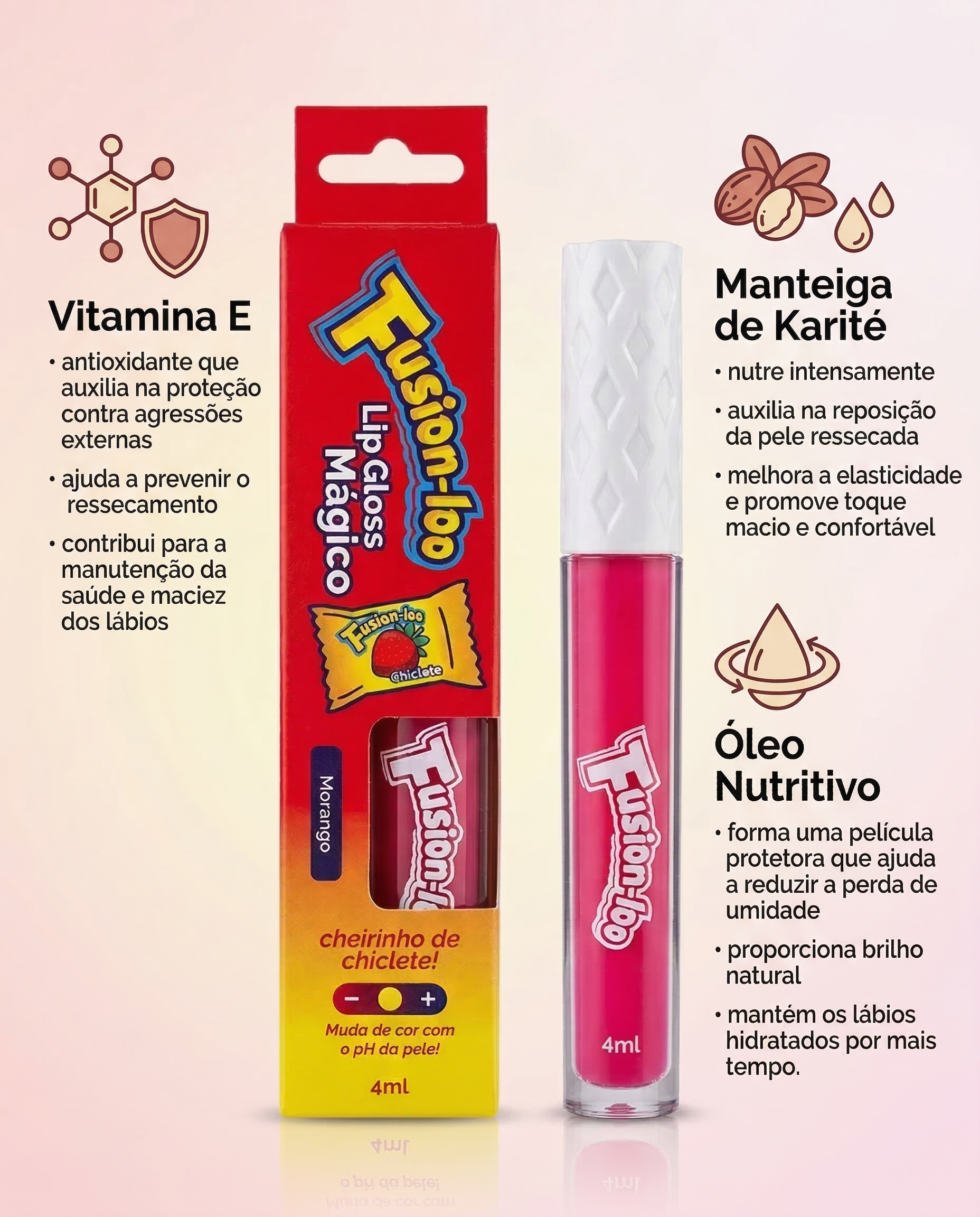 LIP GLOSS M�GICO FUSION-LOO 4ML MORANGO